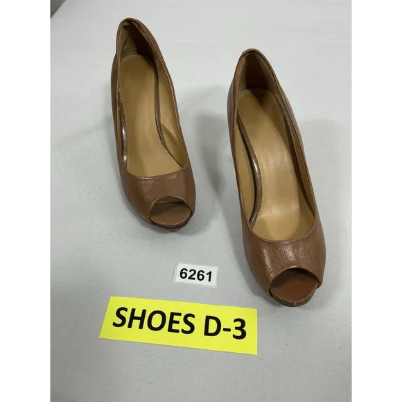 Womans Nine West Slipon Stiletto Pumps 7.5 M Brown Peep Toe - Picture 3 of 10